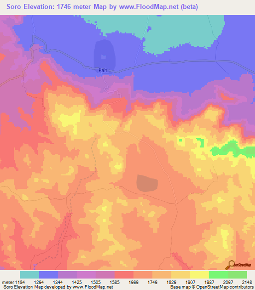 Soro,Tanzania Elevation Map