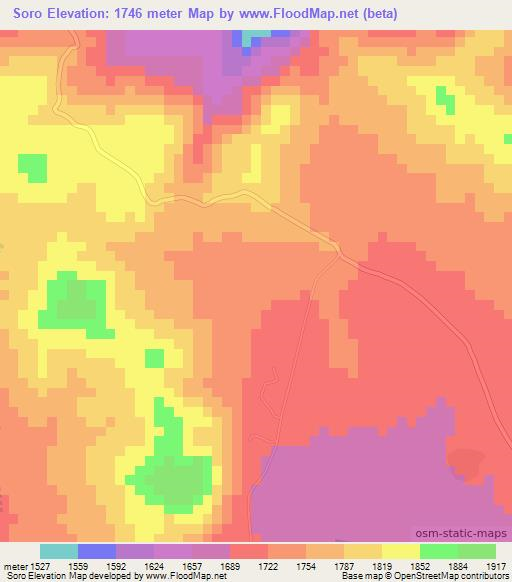 Soro,Tanzania Elevation Map