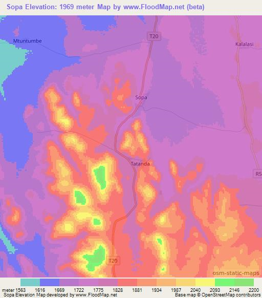 Sopa,Tanzania Elevation Map