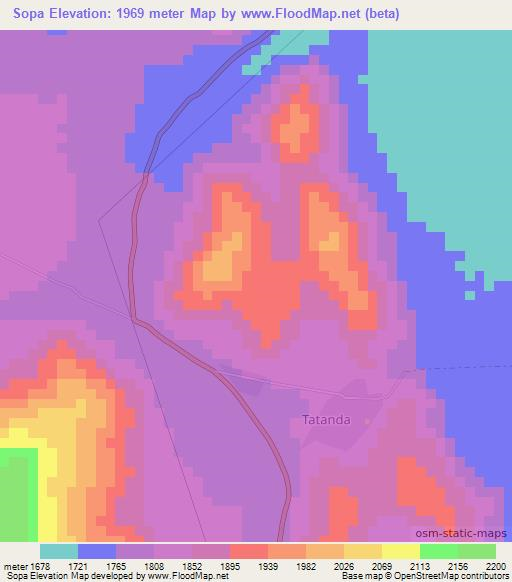 Sopa,Tanzania Elevation Map