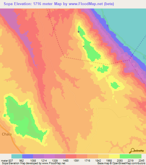 Sopa,Tanzania Elevation Map