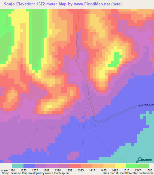 Sonjo,Tanzania Elevation Map