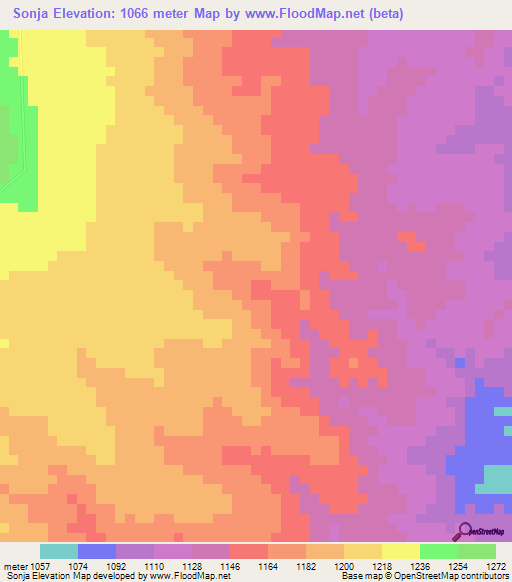 Sonja,Tanzania Elevation Map