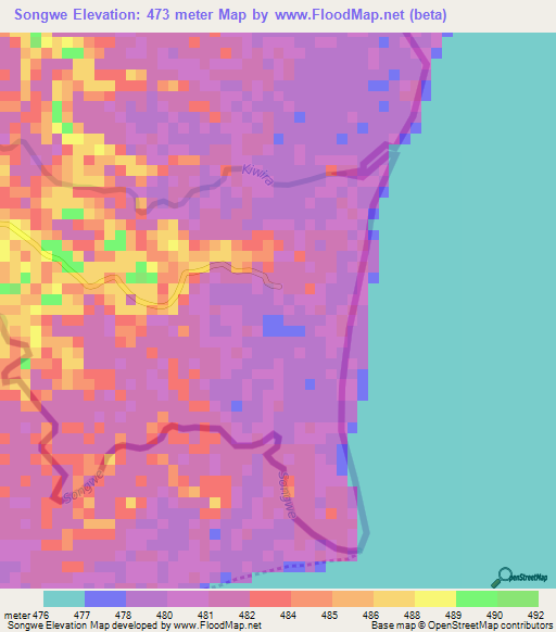 Songwe,Tanzania Elevation Map