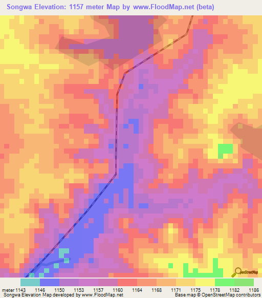 Songwa,Tanzania Elevation Map