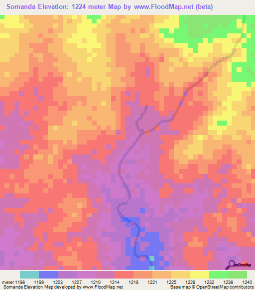 Somanda,Tanzania Elevation Map