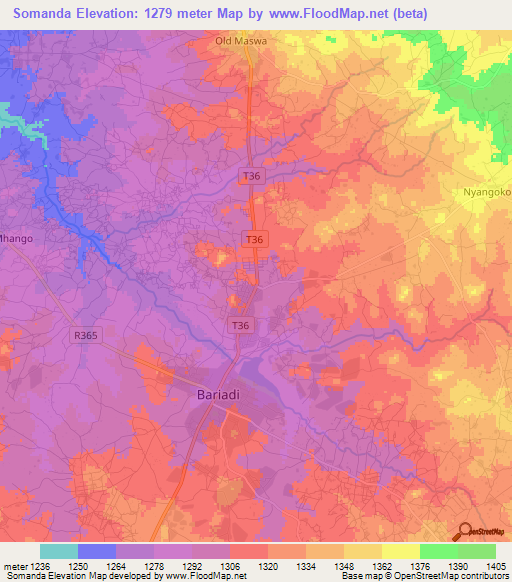 Somanda,Tanzania Elevation Map