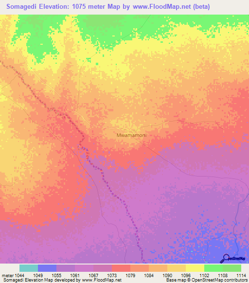 Somagedi,Tanzania Elevation Map