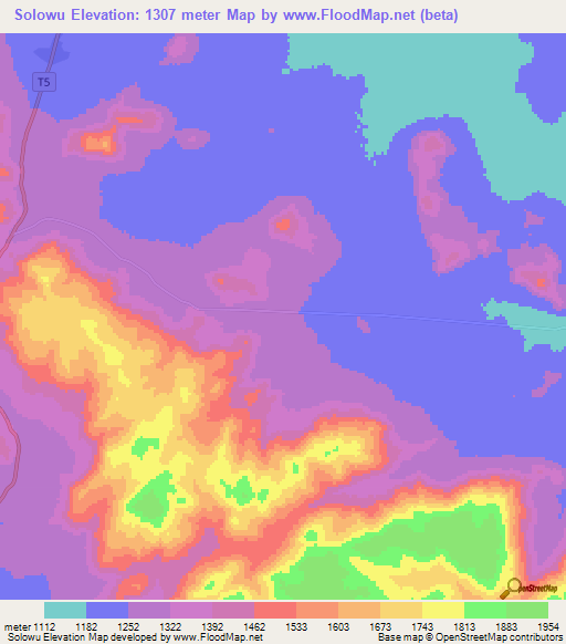 Solowu,Tanzania Elevation Map