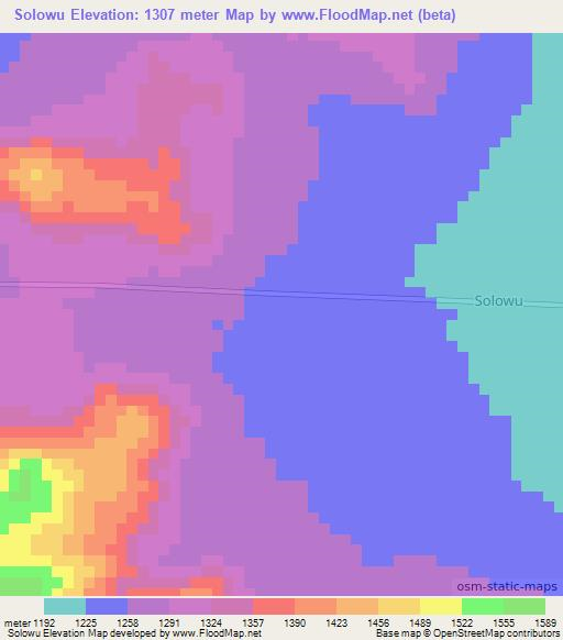 Solowu,Tanzania Elevation Map