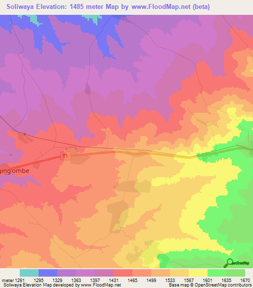 Soliwaya,Tanzania Elevation Map