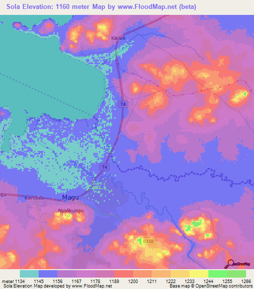 Sola,Tanzania Elevation Map