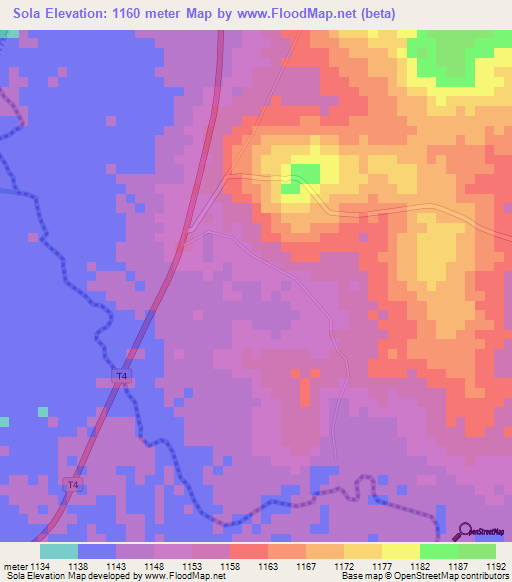 Sola,Tanzania Elevation Map