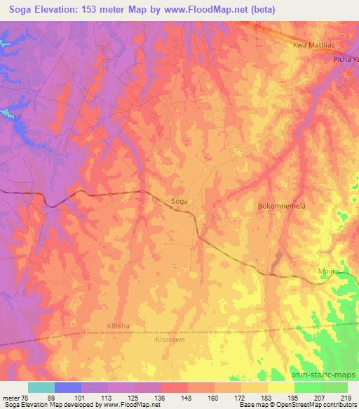 Soga,Tanzania Elevation Map