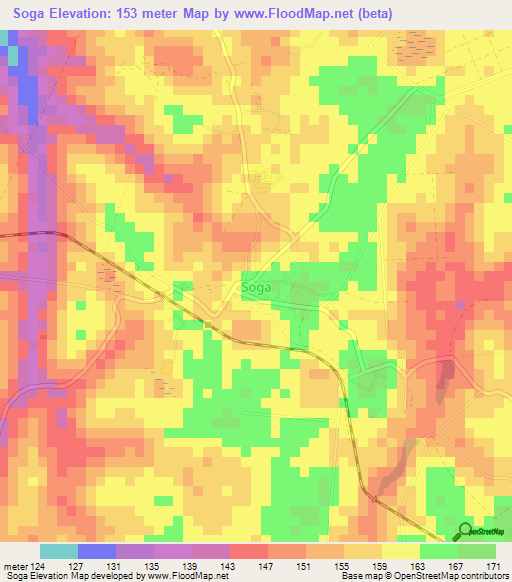 Soga,Tanzania Elevation Map