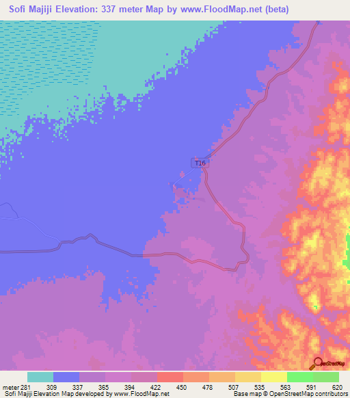 Sofi Majiji,Tanzania Elevation Map