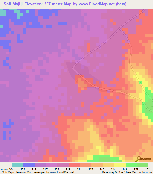 Sofi Majiji,Tanzania Elevation Map