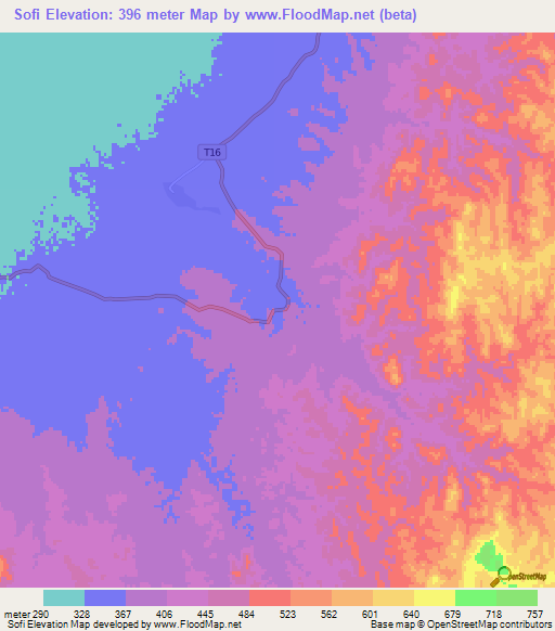 Sofi,Tanzania Elevation Map