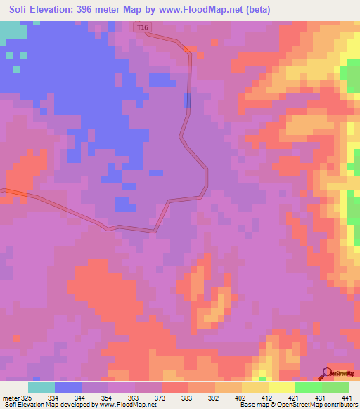 Sofi,Tanzania Elevation Map