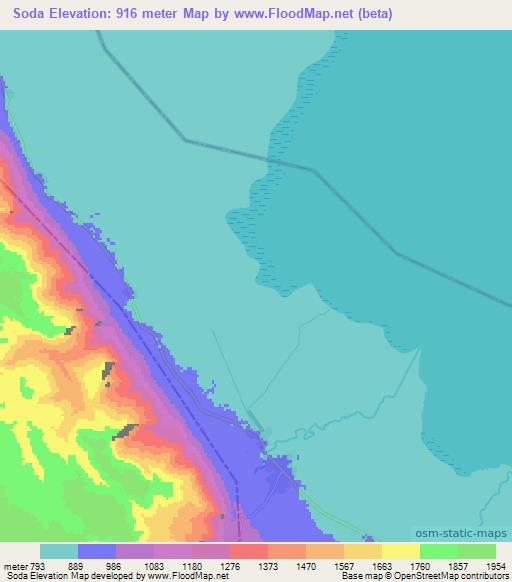 Soda,Tanzania Elevation Map