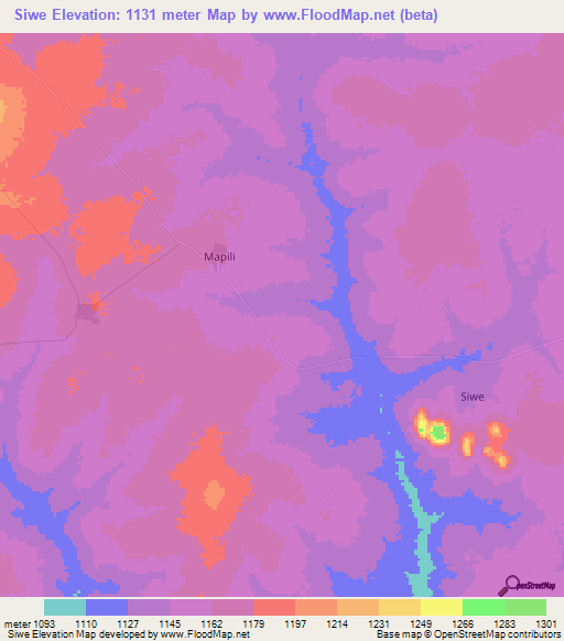 Siwe,Tanzania Elevation Map