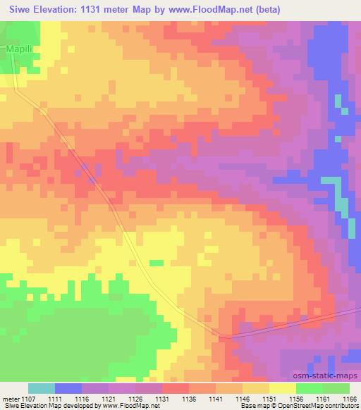 Siwe,Tanzania Elevation Map