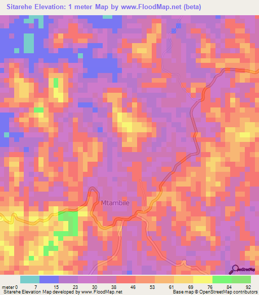 Sitarehe,Tanzania Elevation Map