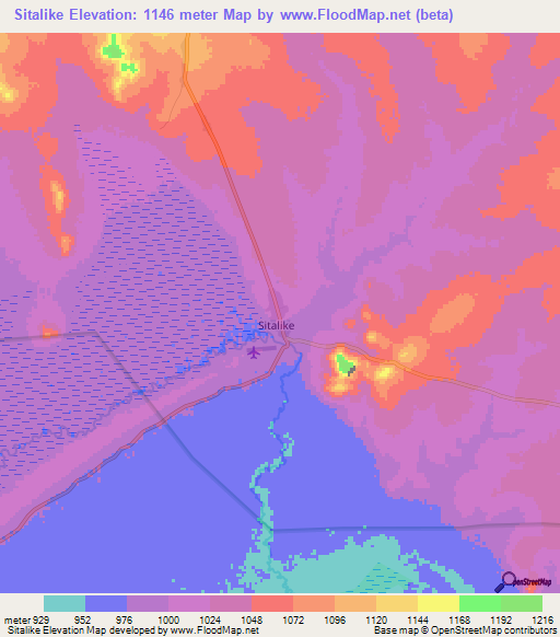 Sitalike,Tanzania Elevation Map