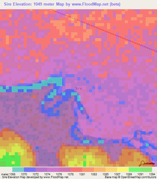 Sire,Tanzania Elevation Map