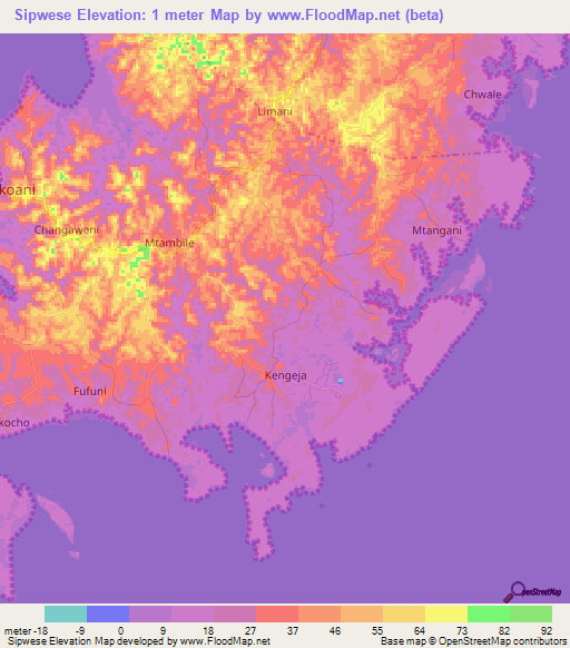 Sipwese,Tanzania Elevation Map