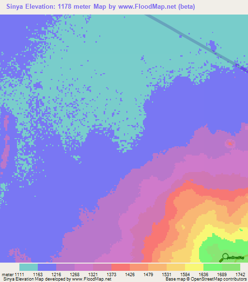 Sinya,Tanzania Elevation Map