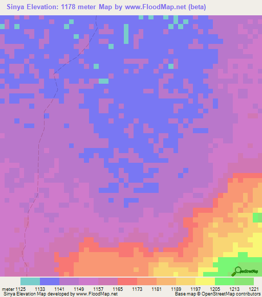 Sinya,Tanzania Elevation Map