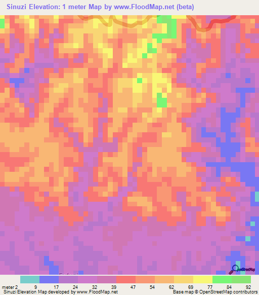 Sinuzi,Tanzania Elevation Map