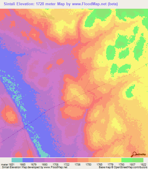 Sintali,Tanzania Elevation Map