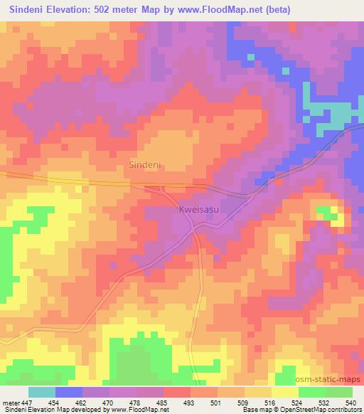 Sindeni,Tanzania Elevation Map