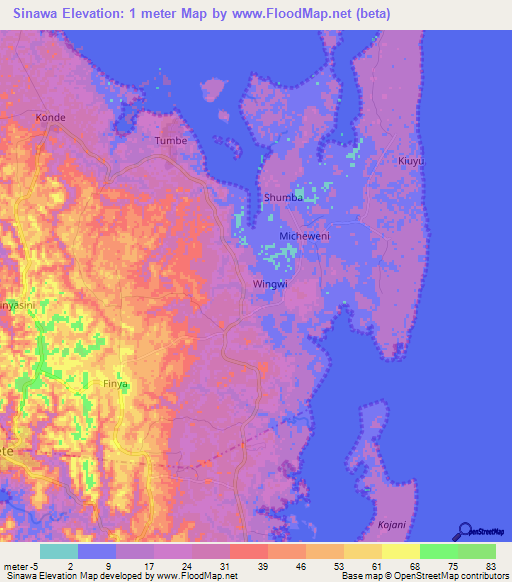 Sinawa,Tanzania Elevation Map