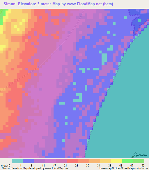 Simuni,Tanzania Elevation Map