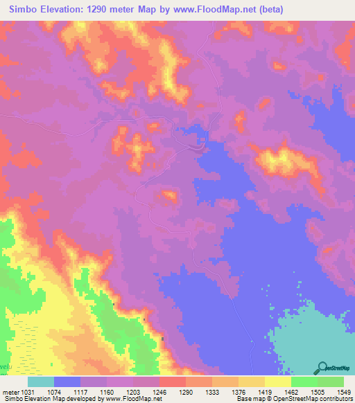 Simbo,Tanzania Elevation Map