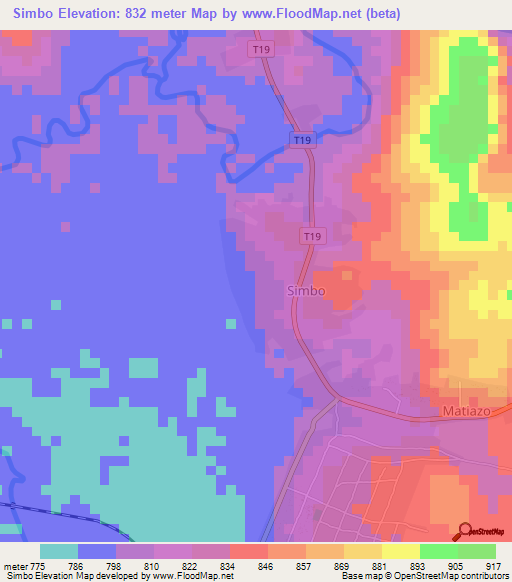 Simbo,Tanzania Elevation Map