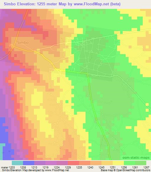 Simbo,Tanzania Elevation Map