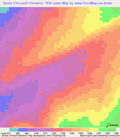 Simba Chinzachi,Tanzania Elevation Map