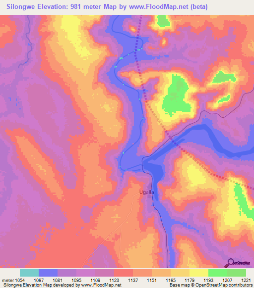 Silongwe,Tanzania Elevation Map