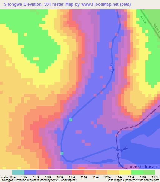 Silongwe,Tanzania Elevation Map