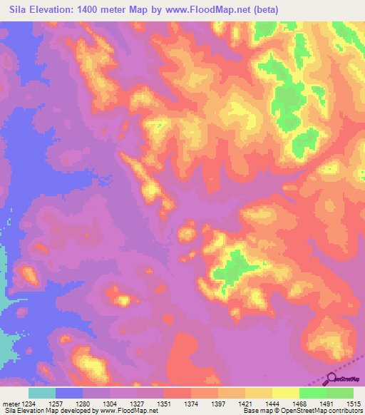 Sila,Tanzania Elevation Map