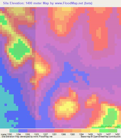 Sila,Tanzania Elevation Map