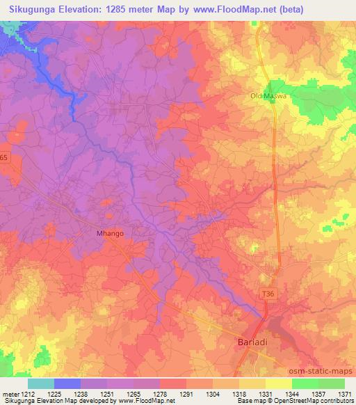 Sikugunga,Tanzania Elevation Map