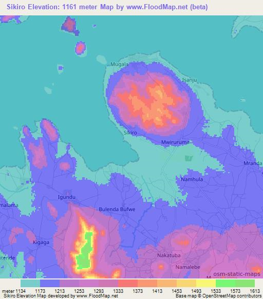 Sikiro,Tanzania Elevation Map