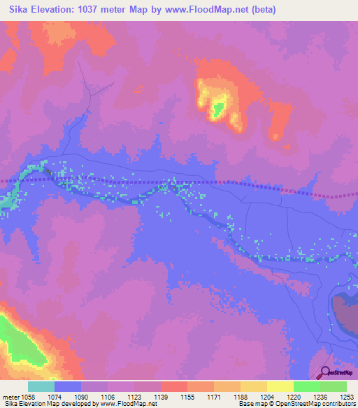 Sika,Tanzania Elevation Map