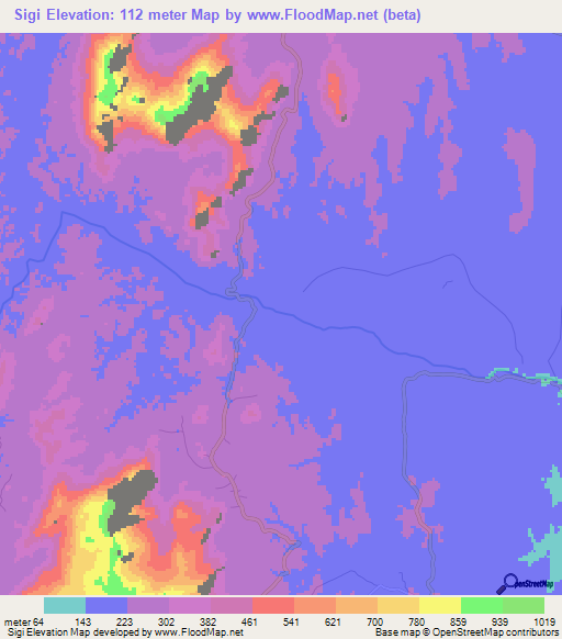 Sigi,Tanzania Elevation Map