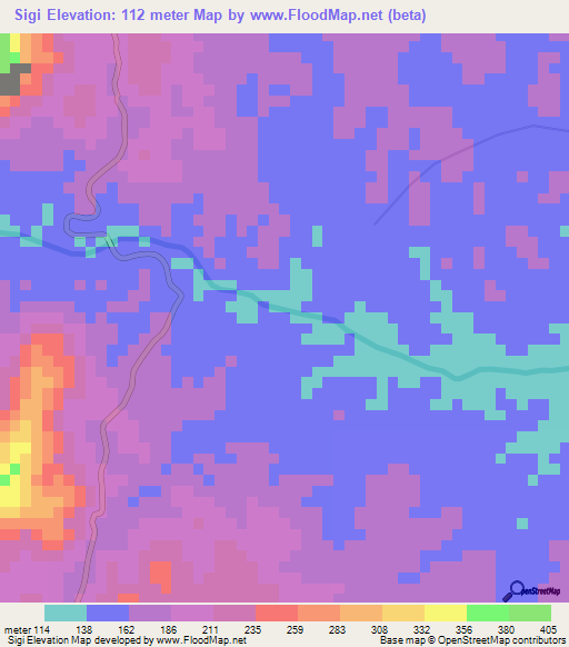 Sigi,Tanzania Elevation Map